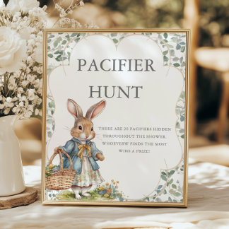 Póster Peter Rabbit Chica Baby Shower Pacifier Hunt