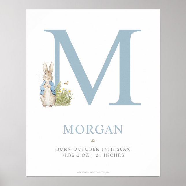 Póster Peter Rabbit | Letra personalizada M (Frente)