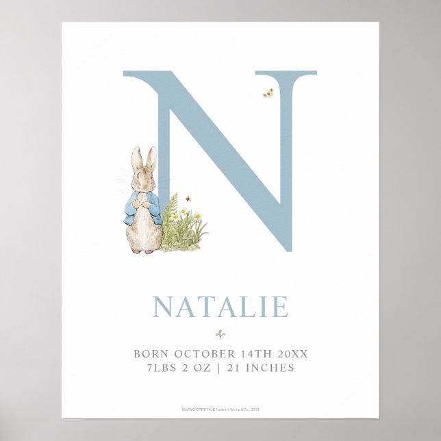Póster Peter Rabbit | Letra personalizada N (Frente)
