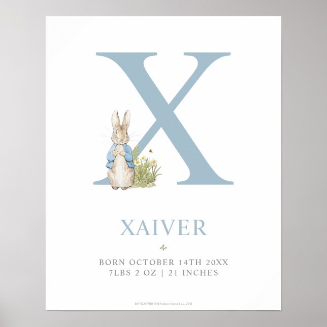 Póster Peter Rabbit | Letra personalizada X (Frente)