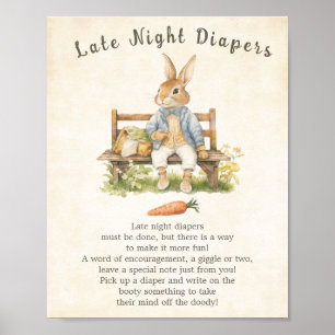 Póster Peter The Rabbit Baby Shower Late Night Diapers