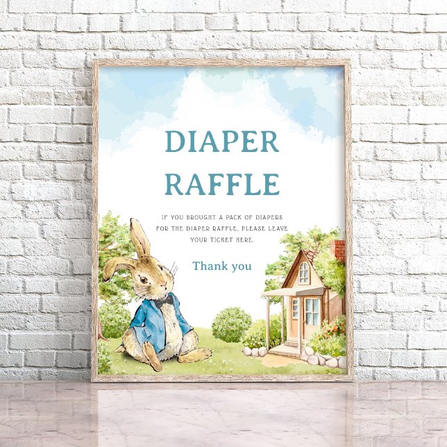 Póster Peter The Rabbit Diaper Raffle Juego De Baby Showe (Subido por el creador)