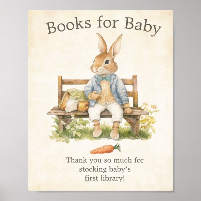 Póster Peter The Rabbit - Libros de Baby Shower para el b (Frente)