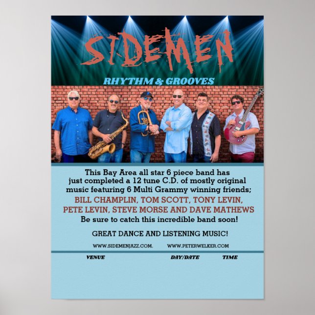 Póster Peter Welker "Sidemen" Band Music (Frente)