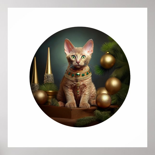 Póster Peterbald Kitten En Navidades (Frente)