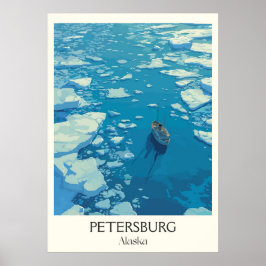 Póster Petersburg Alaska Ice Floes Water