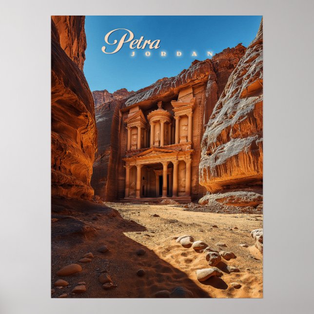 Póster Petra, Jordania: Icónico Templo de Rock Rojo (Frente)
