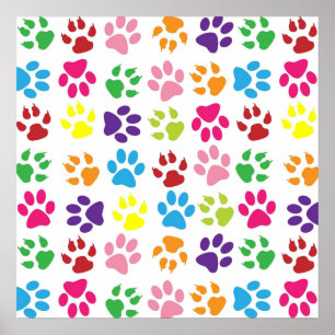 Póster Pets paw print pattern