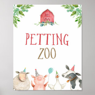 Póster Petting Zoo Farm Animals Barnyard Boy Cumpleaños
