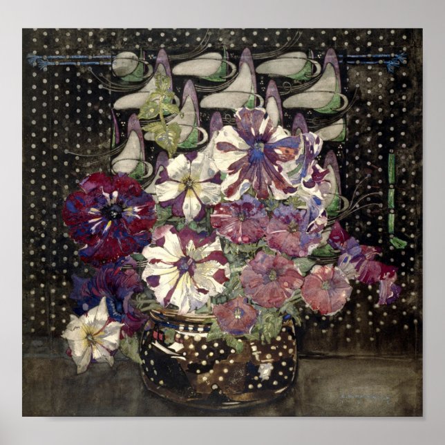 Póster Petunias por Charles Rennie Mackintosh (Frente)