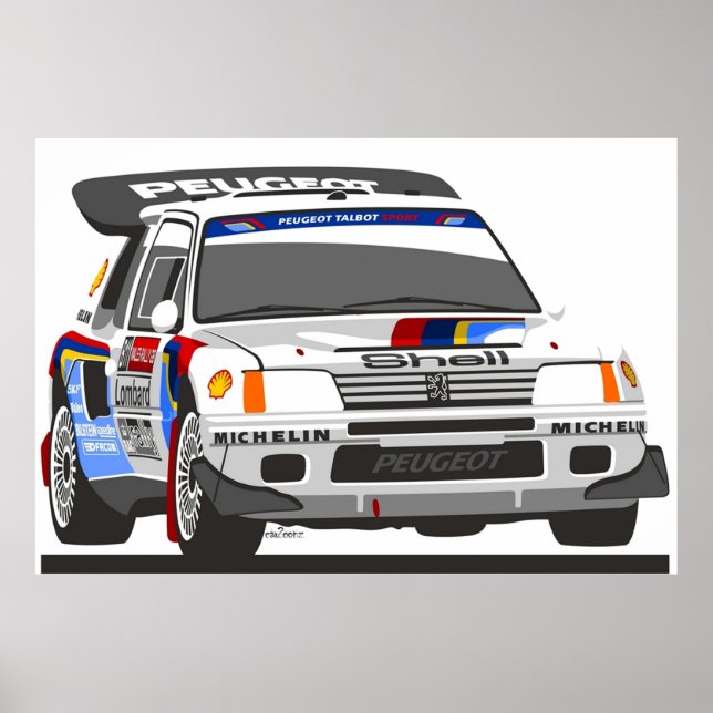 Póster Peugeot 205 Rally T16 Group B (Frente)