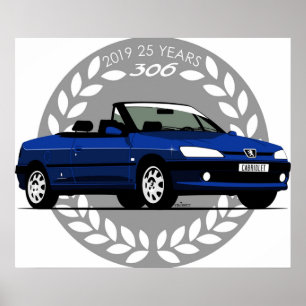 Póster Peugeot 306 Cabriolet azul