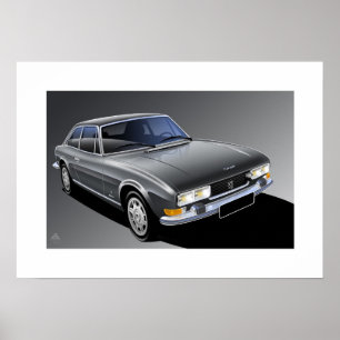 Póster Peugeot 504 ilustracion Poster Coupe