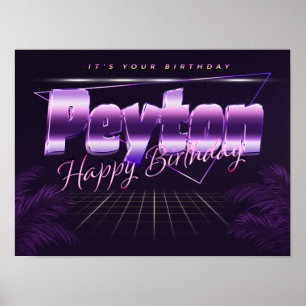 Póster Peyton Name Vorname lila retro Poster Geburtstag