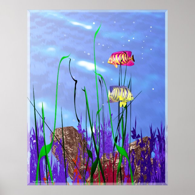 Póster Pez ángel 3D colorido (Frente)