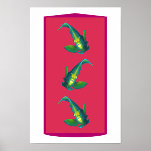 Póster Pez ángel - Elegancia sobre fondo de tono magenta