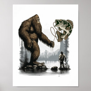 Póster Pez Bigfoot Divertido Sasquatch Pesca 1