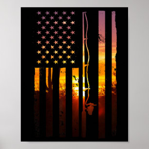 Póster Pez de la bandera americana Fisher pescador divert