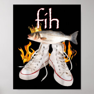 Póster Pez divertido con ortografía mal escrita Fih Scute