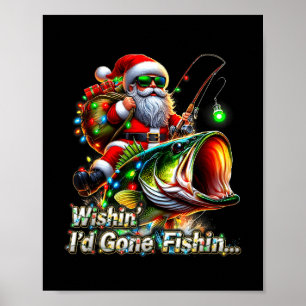 Póster Pez Divertido Navidad Santa Pesca Feliz Navidad Pe