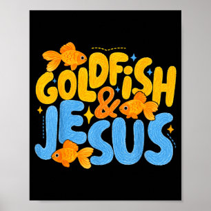 Póster Pez Dorado Y Jesús Niño Cristiano Niños Niñas