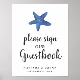 Póster Pez estrella | Rótulo Ocean Boda Guestbook