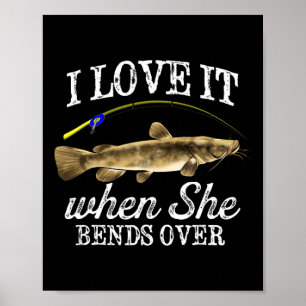 Póster Pez Gato de Cabeza Plana Divertido Pesca de Peces 