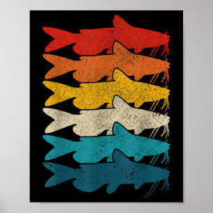 Póster Pez Gato de Canal Pesca de Bagre Vintage Pesca de 