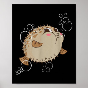 Póster Pez Globo Pez Globo Burbujas 
