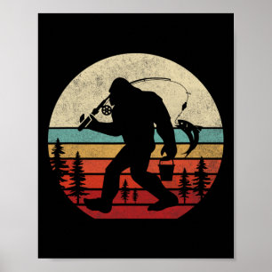 Póster Pez grande Pesca Divertido Retro Sasquatch Papá Ho