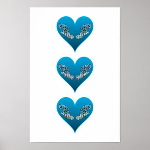 Póster Pez Grouper - Corazones Azules, dispuestos vertica