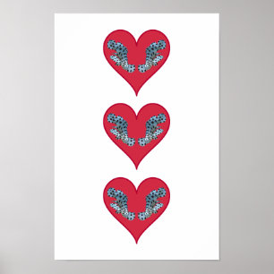 Póster Pez grouper - Corazones rojos, dispuestos vertical
