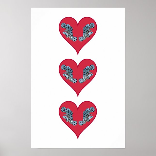 Póster Pez grouper - Corazones rojos, dispuestos vertical (Frente)
