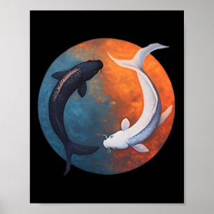 Póster Pez Koi Japonés Yin Y Yang Hombres Mujeres Pescado