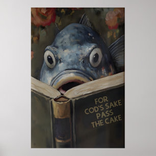 Póster Pez Loco Leyendo Libro Titulado Por el Amor del Ba