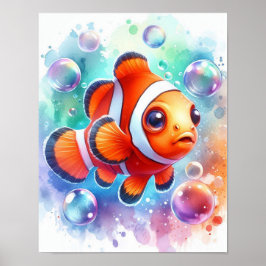 Póster Pez payaso acuarela