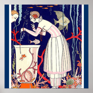 PÓSTER PEZ PEQUEÑO IMPACTANTE, MODA DE BELLEZA ART DÉCO
