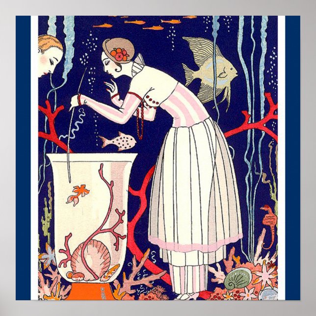 PÓSTER PEZ PEQUEÑO IMPACTANTE, MODA DE BELLEZA ART DÉCO (Frente)
