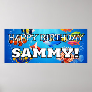 Póster Pez tropical personalizado FELIZ CUMPLEAÑOS 