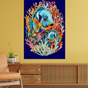 Póster Pez Tropical Vibraciones Veraniegas Coloridas