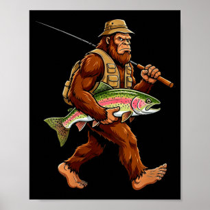 Póster Pez Trucha Arcoíris Sasquatch Bigfoot de Mujeres