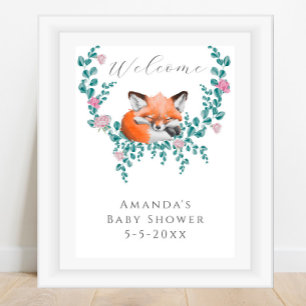 Póster Pezo acuarela en flor bienvenida ducha bebé