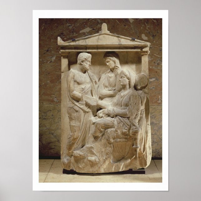 Póster Phainippos y Mnesarete gravestone con familia (Frente)