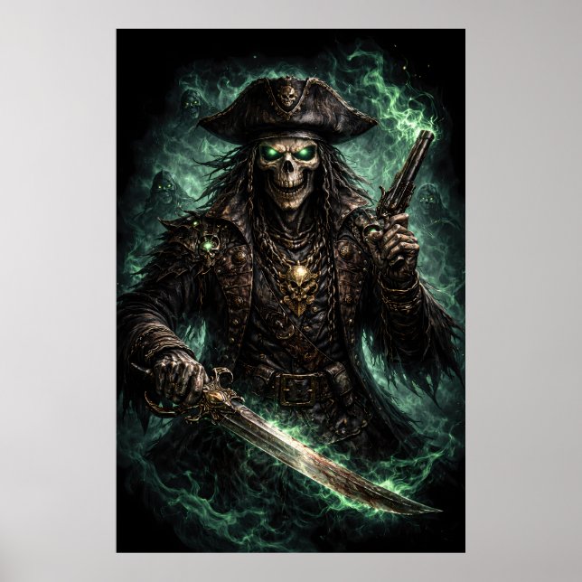 Póster Phantom Pirate Skull – Dark Fantasy Reaper (Frente)