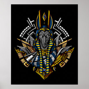 Póster Pharaoh antiguo del lobo de Anubis de dios egipcio