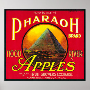 Póster Pharaoh Apple Crate LabelHood River, OR