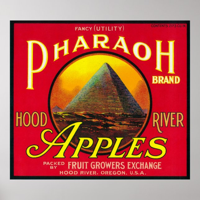 Póster Pharaoh Apple Crate LabelHood River, OR (Frente)