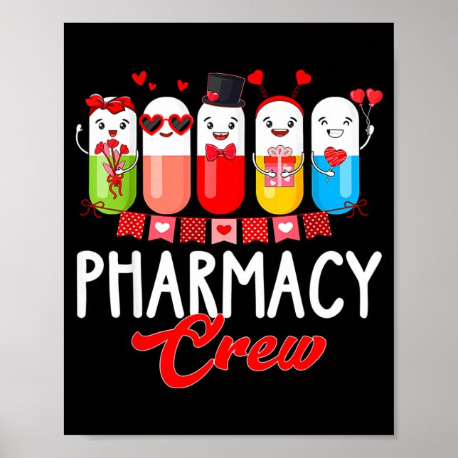 Póster Pharmacy Crew Nurse Valentines Day Pharmacist Tech (Frente)