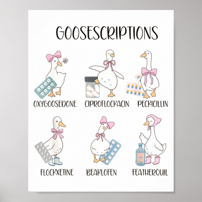 Póster Pharmacy Funny Goose Silly Prescriptions Puns Medi (Frente)