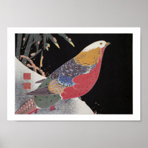 Póster Pheasant dorado en la nieve, Jakuchū
